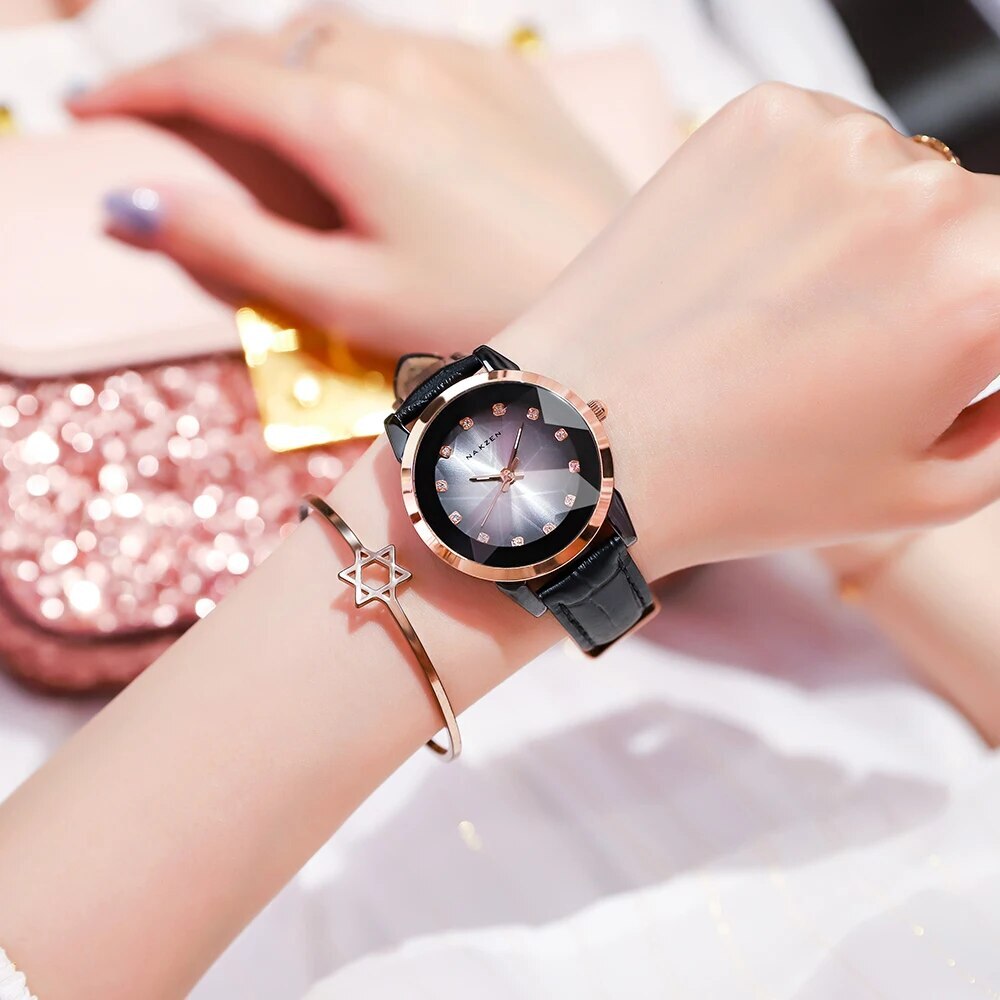 NAKZEN Women Watches Waterproof Black Ceramic Leather Luxury Fashion Ladies Quartz Watch Relogio Feminino Montre Femme 1027