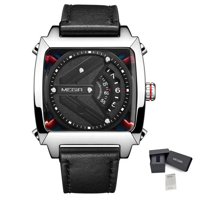 MEGIR Watches for Men Leather Strap Automatic Mechanical Watch Waterproof Business Casual Wristwatch Date Clock Montre Homme 62071