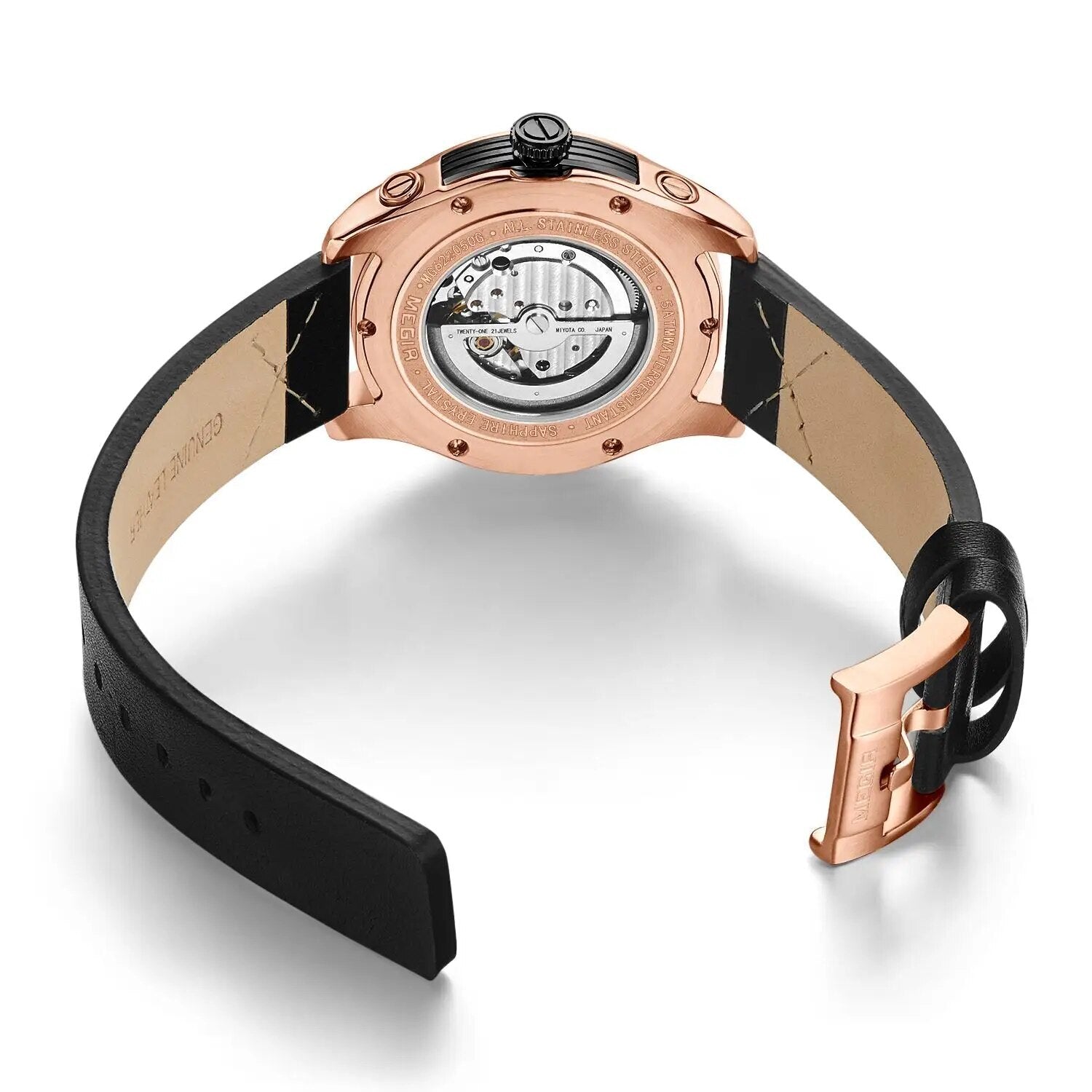 MEGIR Automatic Movement Mechanical Watches Men Luxury Fashion Leather Business Wristwatch Clock Big Dial Male Reloj Hombre 62050