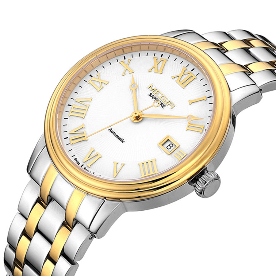 MEGIR Automatic Mechanical Watch Men Stainless Steel Watches Top Brand Luxury Business Wristwatch Male Clock Relogio Masculino 96001