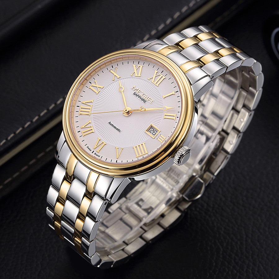 MEGIR Automatic Mechanical Watch Men Stainless Steel Watches Top Brand Luxury Business Wristwatch Male Clock Relogio Masculino 96001