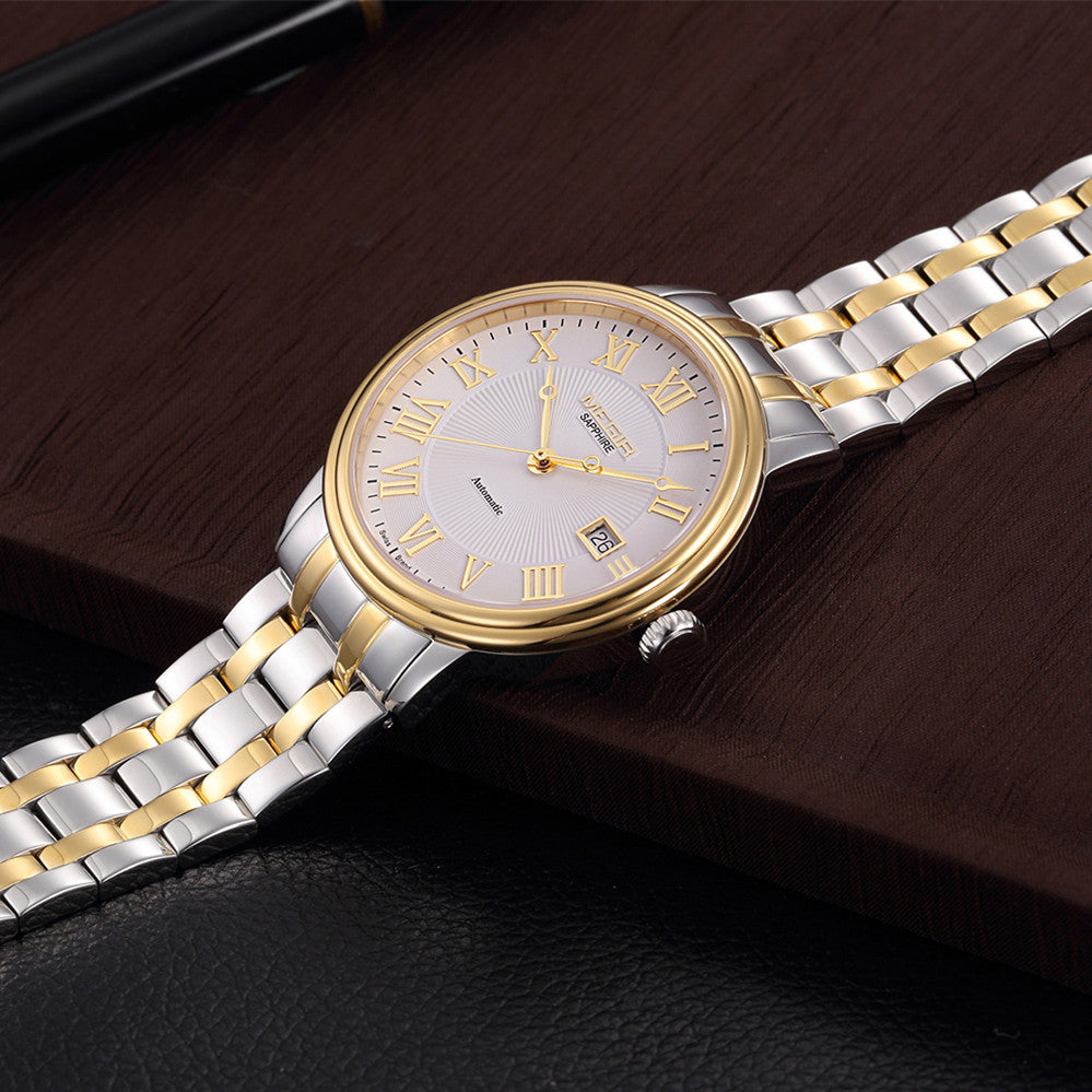 MEGIR Automatic Mechanical Watch Men Stainless Steel Watches Top Brand Luxury Business Wristwatch Male Clock Relogio Masculino 96001