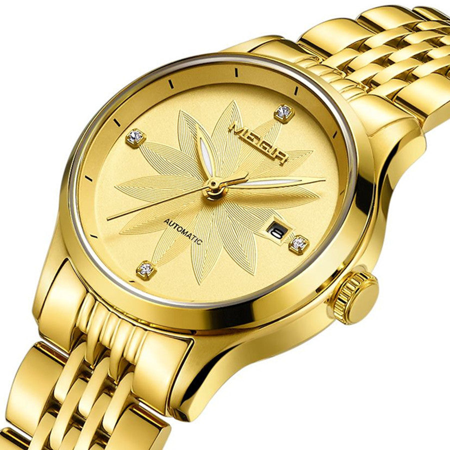 MEGIR Fashion Business Casual Watch for Women Sapphire Automatic Mechanical Wrist Watch Ladies Stainless Steel Female Date Clock 62061