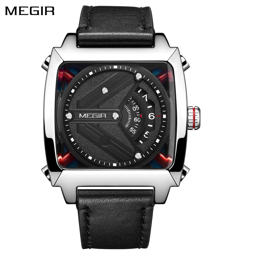 MEGIR Watches for Men Leather Strap Automatic Mechanical Watch Waterproof Business Casual Wristwatch Date Clock Montre Homme 62071