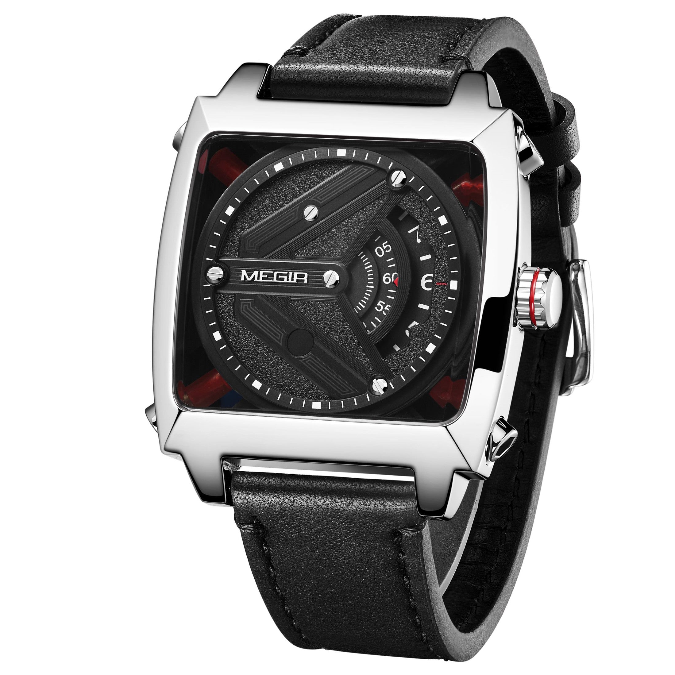 MEGIR Watches for Men Leather Strap Automatic Mechanical Watch Waterproof Business Casual Wristwatch Date Clock Montre Homme 62071