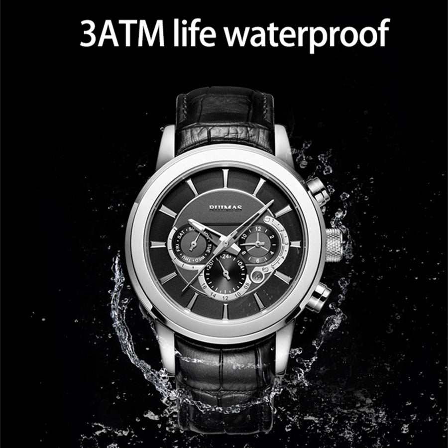 RUIMAS Mechanical Watches for Men Luxury Casual Business Wristwatch Leather Male Clock Date Chronograph Relogios Masculino 6767