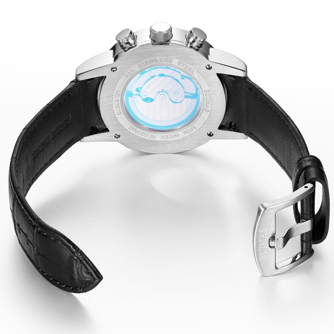 RUIMAS Mechanical Watches for Men Luxury Casual Business Wristwatch Leather Male Clock Date Chronograph Relogios Masculino 6767