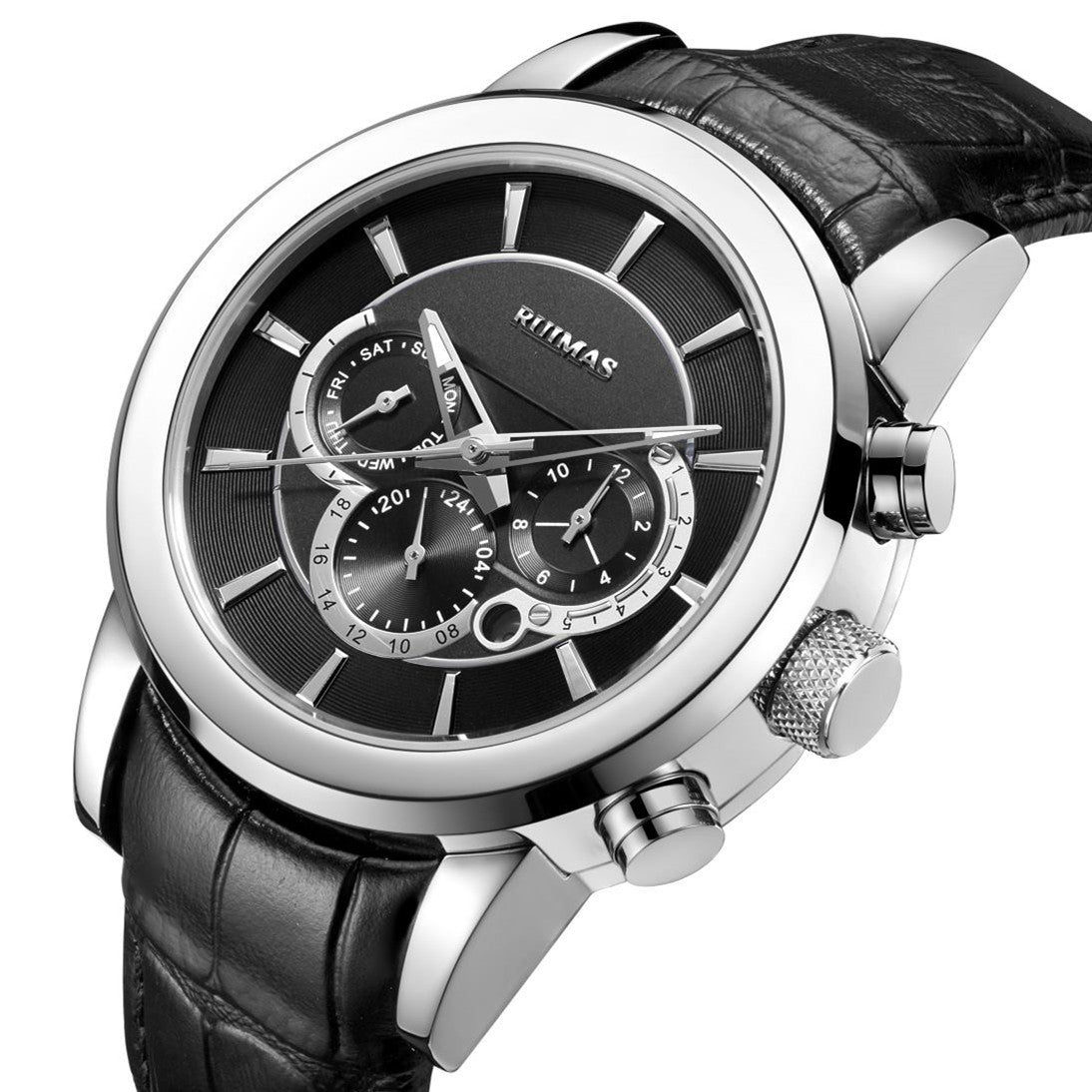 RUIMAS Mechanical Watches for Men Luxury Casual Business Wristwatch Leather Male Clock Date Chronograph Relogios Masculino 6767