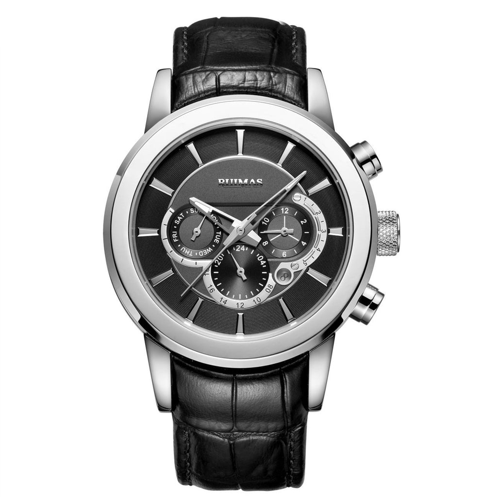 RUIMAS Mechanical Watches for Men Luxury Casual Business Wristwatch Leather Male Clock Date Chronograph Relogios Masculino 6767