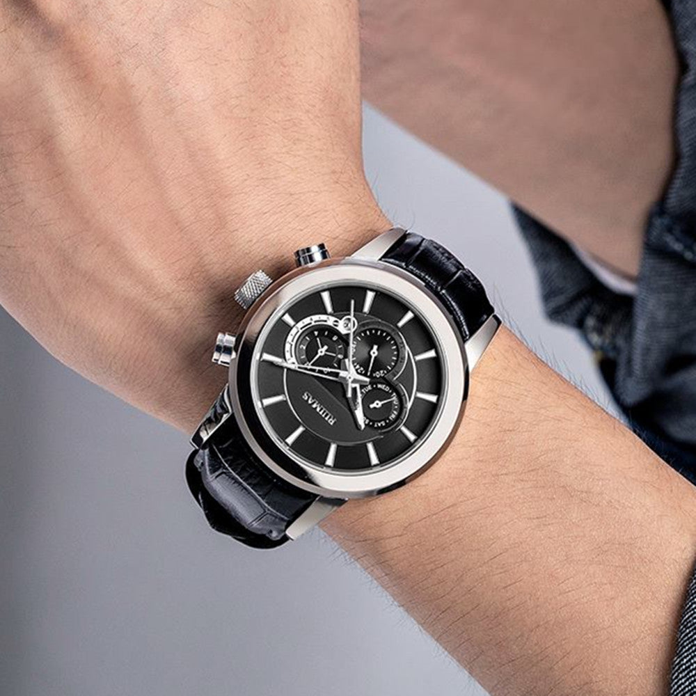 RUIMAS Mechanical Watches for Men Luxury Casual Business Wristwatch Leather Male Clock Date Chronograph Relogios Masculino 6767