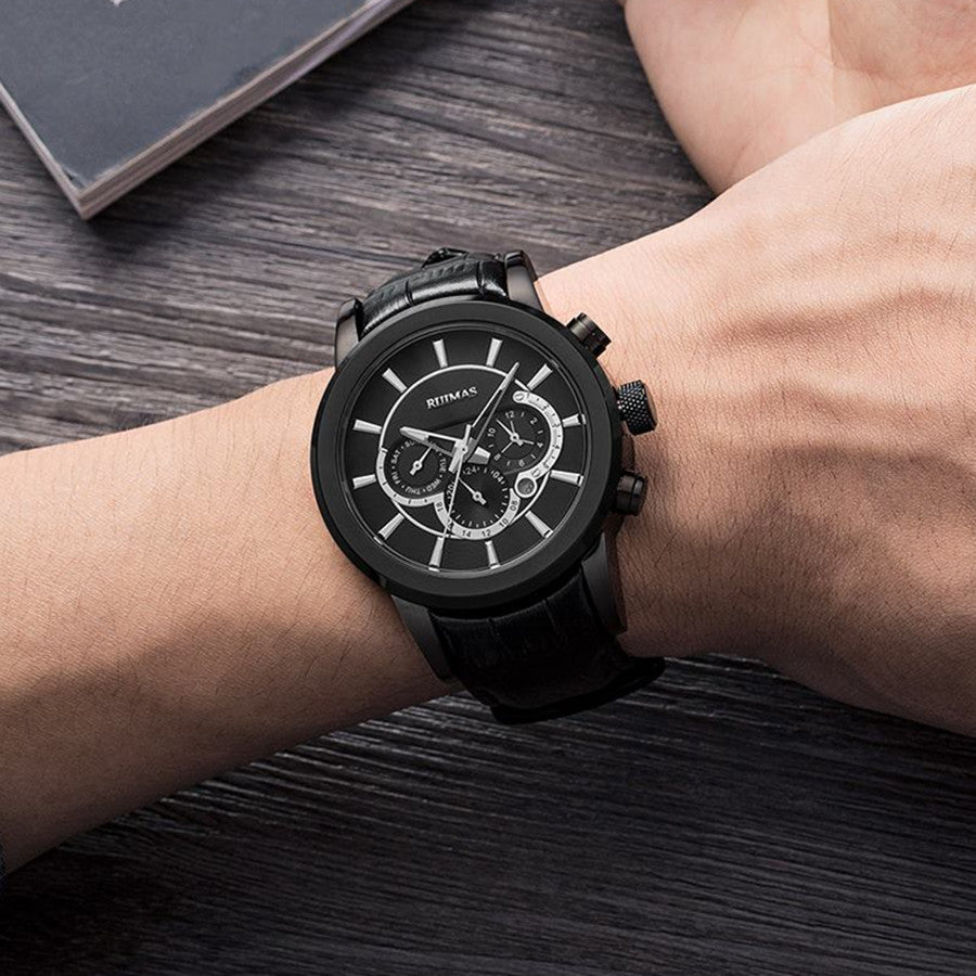 RUIMAS Mechanical Watches for Men Luxury Casual Business Wristwatch Leather Male Clock Date Chronograph Relogios Masculino 6767