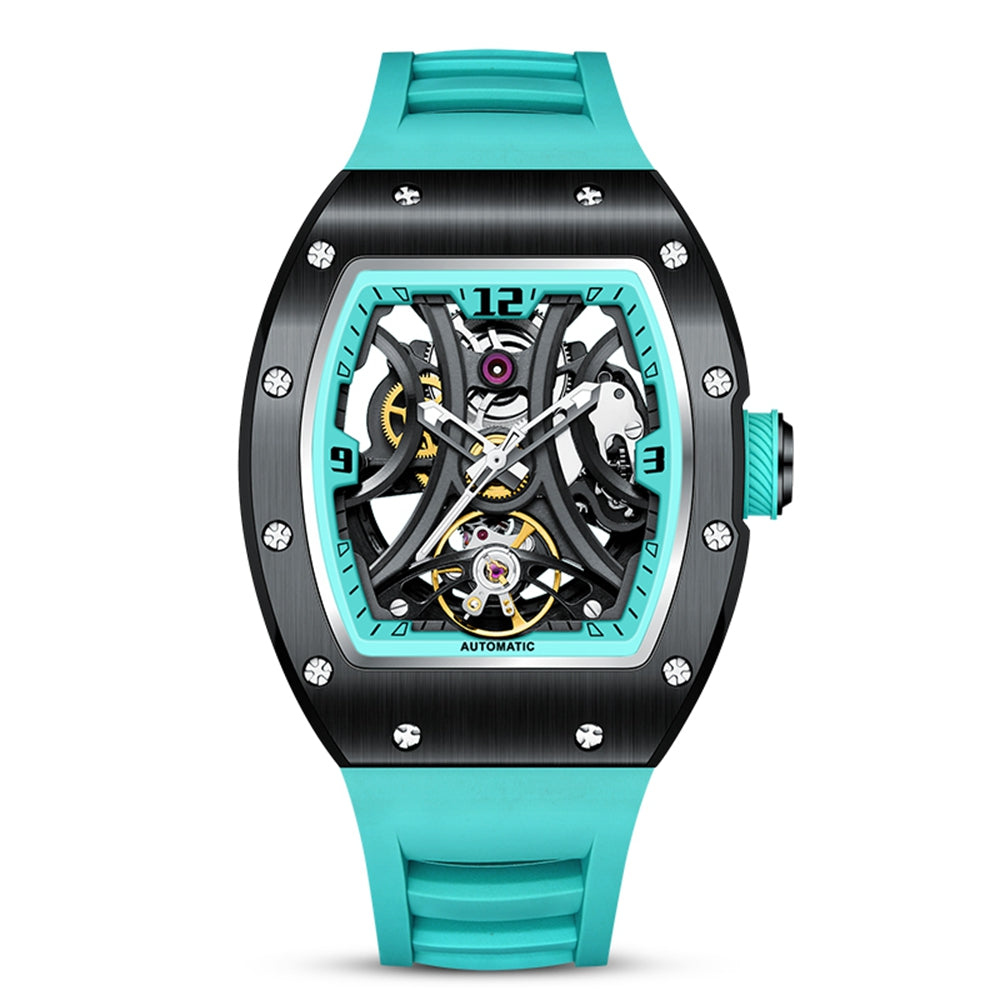 MEGIR Skeleton Big Dial Men Mechanical Watch Fashion Luminous Automatic Movement Wristwatch Stainless Steel Case Clock 9190-11
