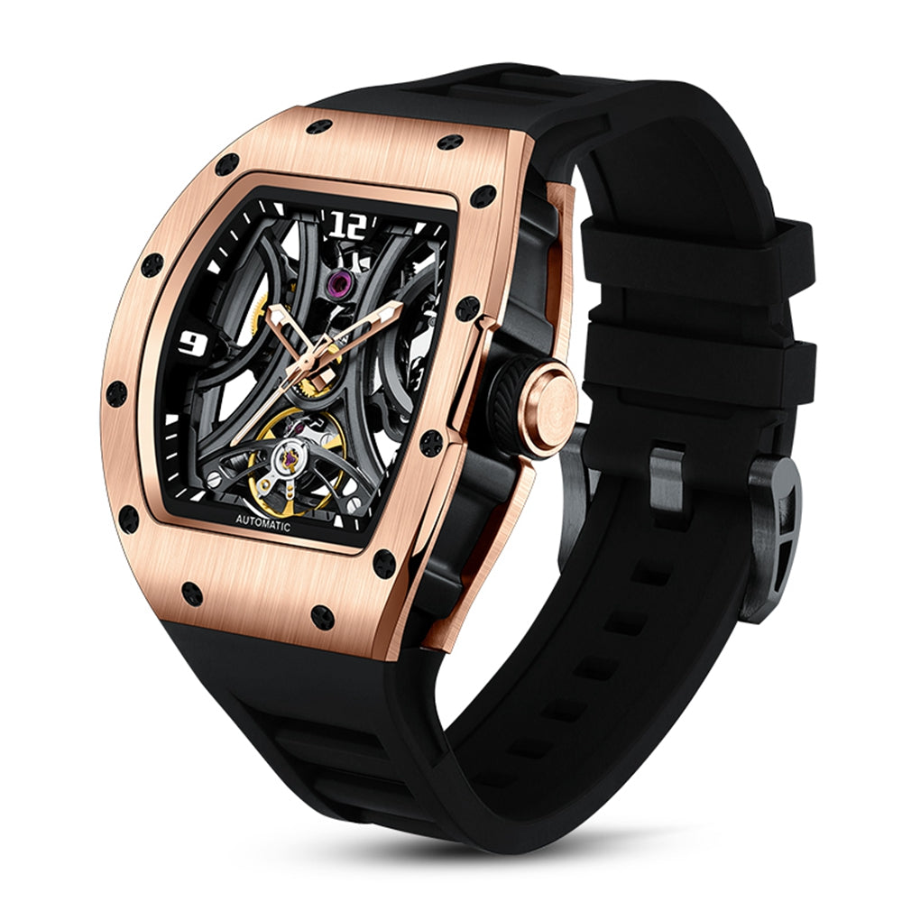 MEGIR Skeleton Big Dial Men Mechanical Watch Fashion Luminous Automatic Movement Wristwatch Stainless Steel Case Clock 9190-11
