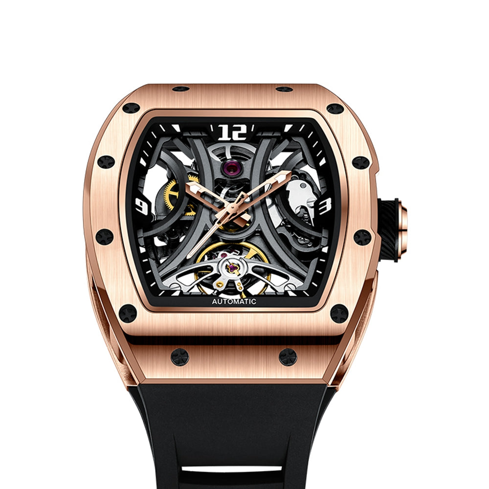 MEGIR Skeleton Big Dial Men Mechanical Watch Fashion Luminous Automatic Movement Wristwatch Stainless Steel Case Clock 9190-11