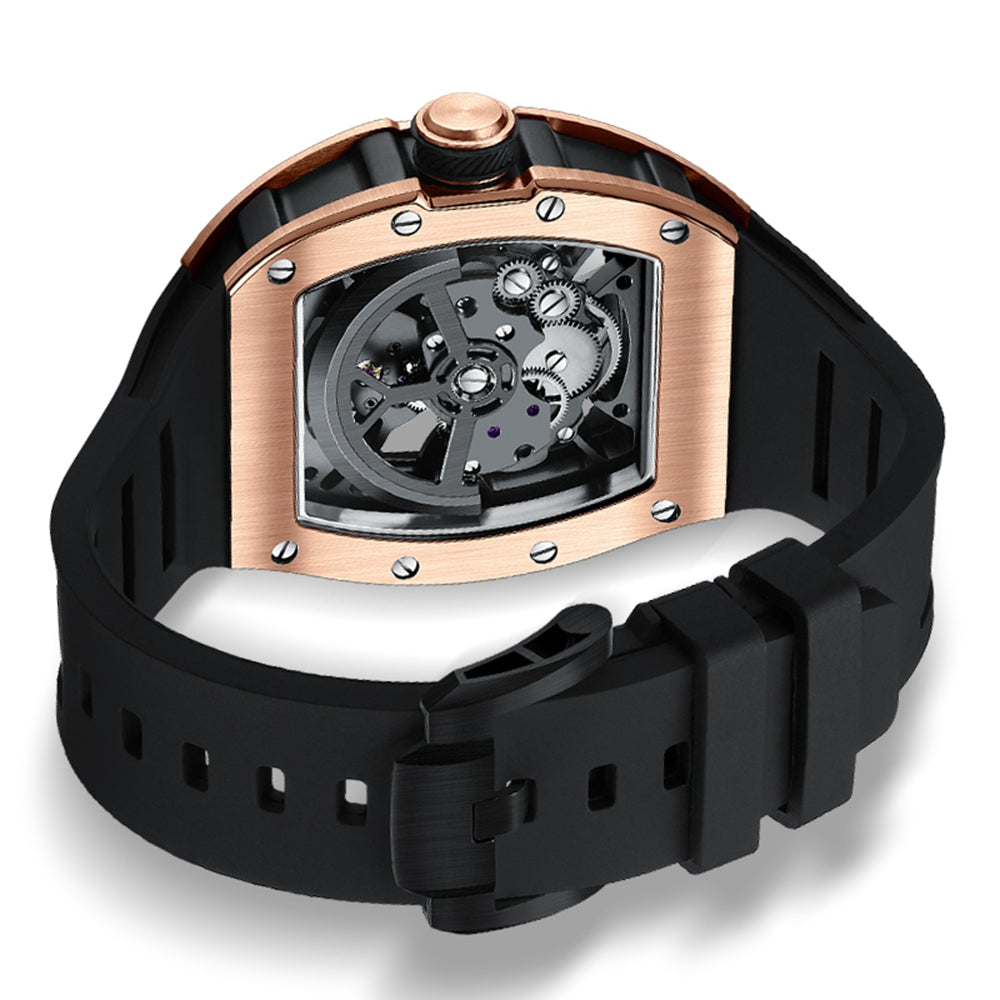 MEGIR Skeleton Big Dial Men Mechanical Watch Fashion Luminous Automatic Movement Wristwatch Stainless Steel Case Clock 9190-11