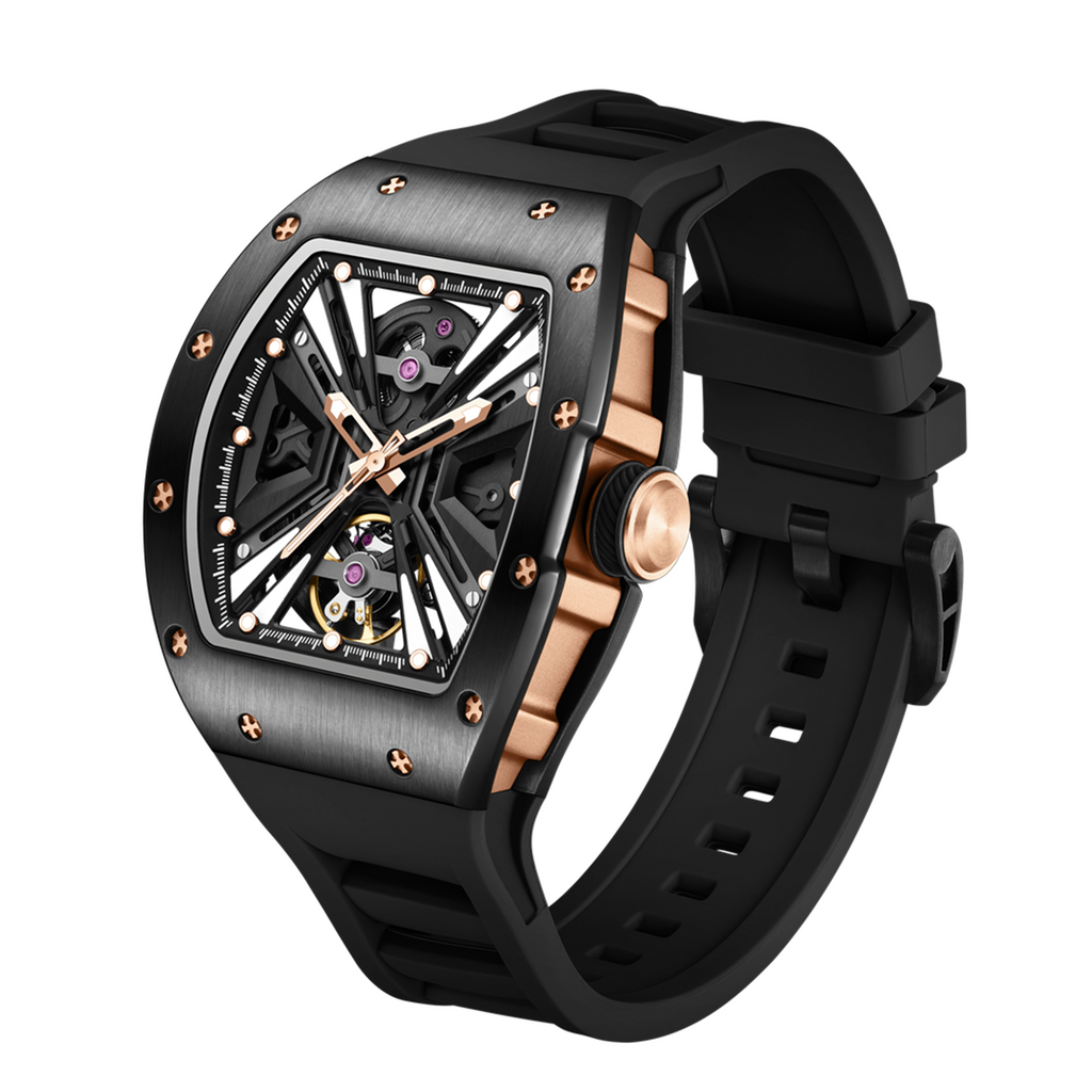 MEGIR Skeleton Dial Men's Watch Stainless Steel Case Automatic Mechanical Wristwatches 30M Waterproof Sports Watches Gift 9190-4