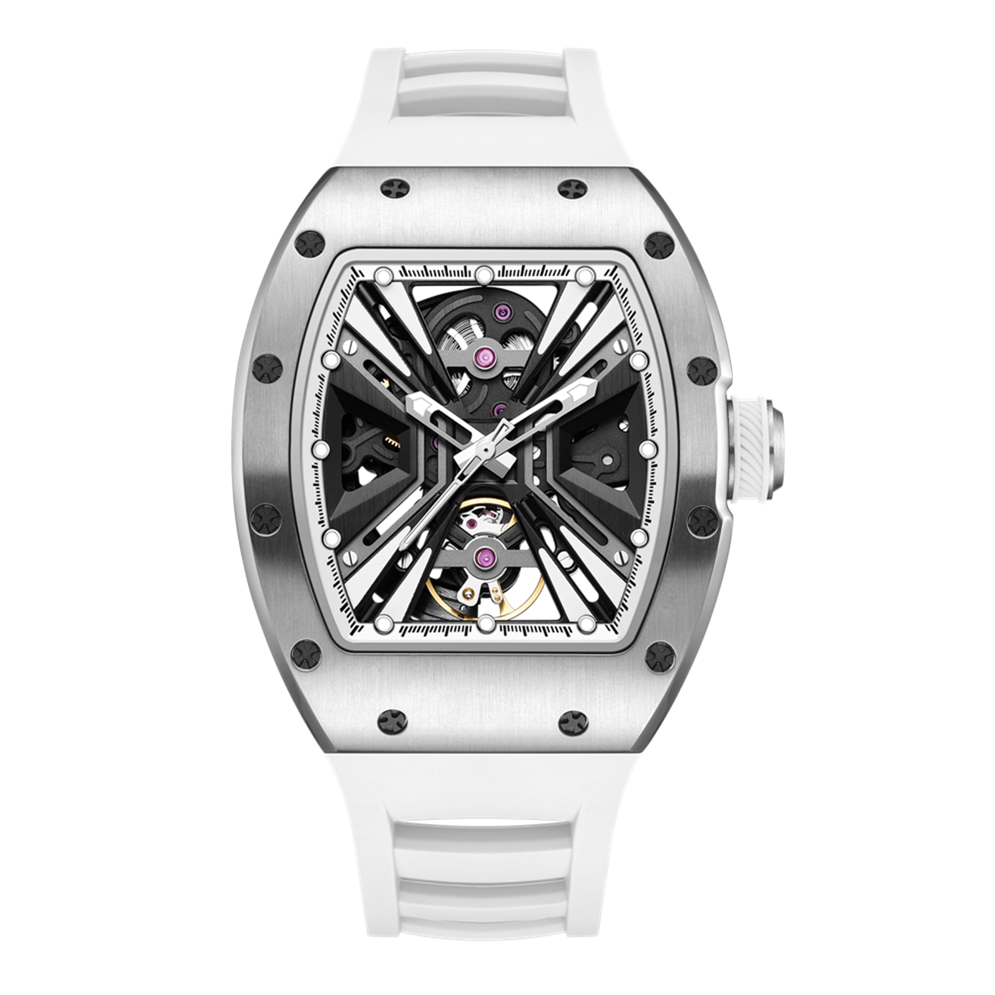 MEGIR Skeleton Dial Men's Watch Stainless Steel Case Automatic Mechanical Wristwatches 30M Waterproof Sports Watches Gift 9190-4