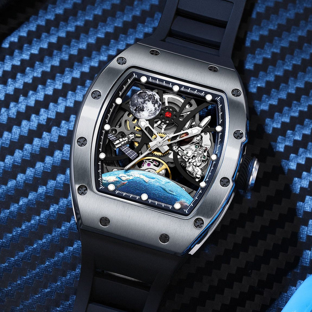 MEGIR Skeleton Dial Automatic Mechanical Movement Men Watch Fashion Sport Wristwatches Waterproof Man Clock Reloj Hombre 9190-14