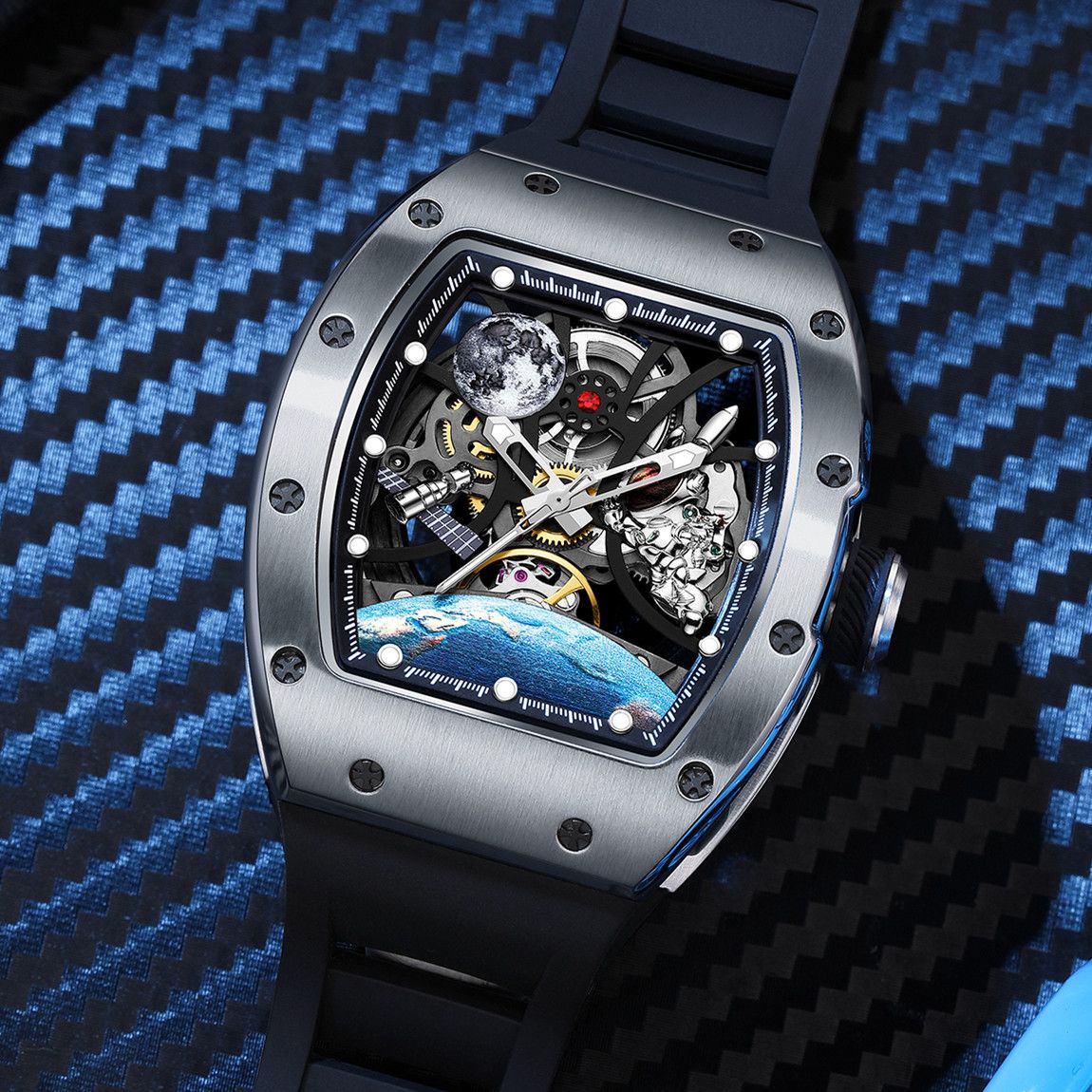 MEGIR Skeleton Dial Automatic Mechanical Movement Men Watch Fashion Sport Wristwatches Waterproof Man Clock Reloj Hombre 9190-14