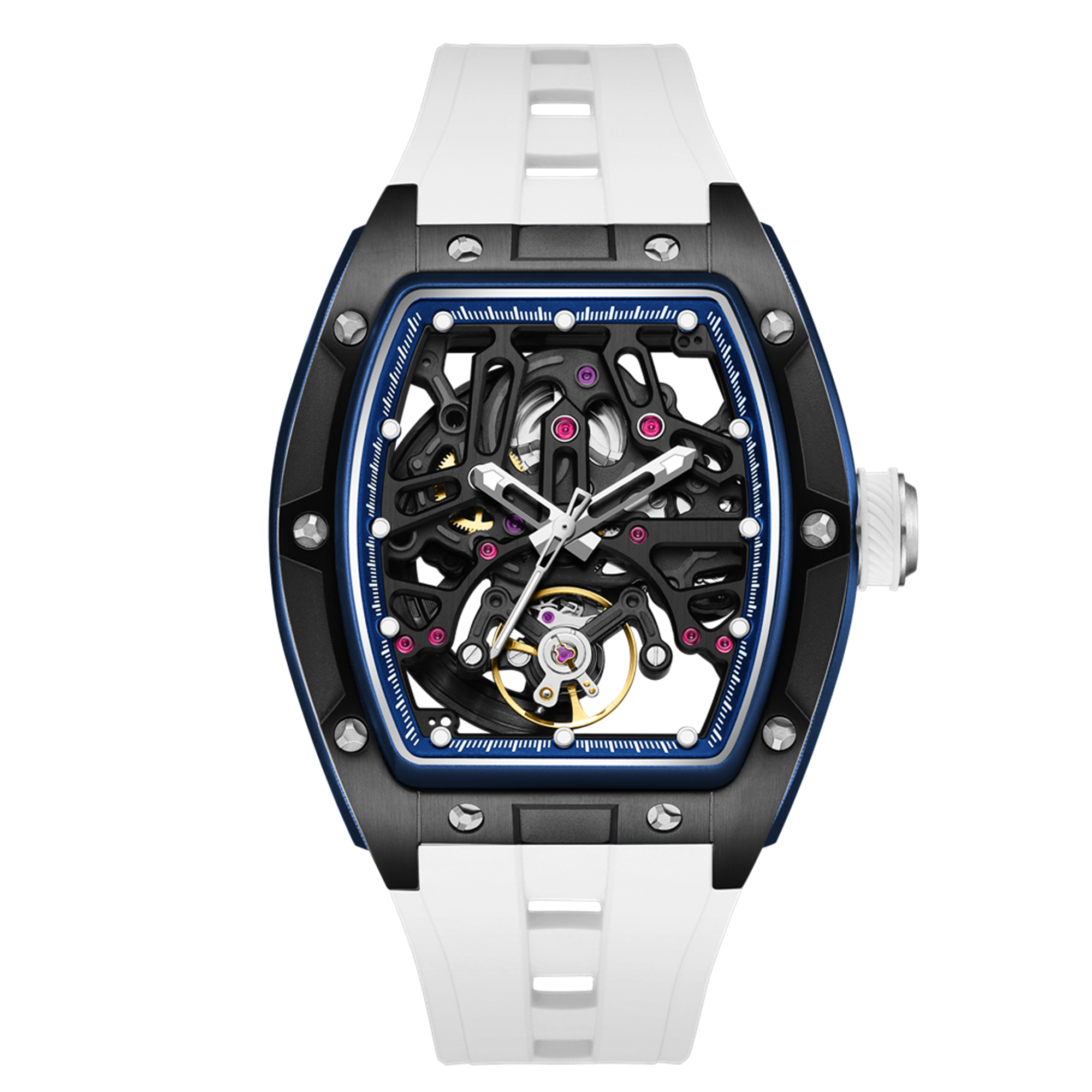 MEGIR Skeleton Dial Watches for Men Stainless Steel Case Automatic Mechanical Wristwatch Waterproof Luminous Sport Watch 9198-1