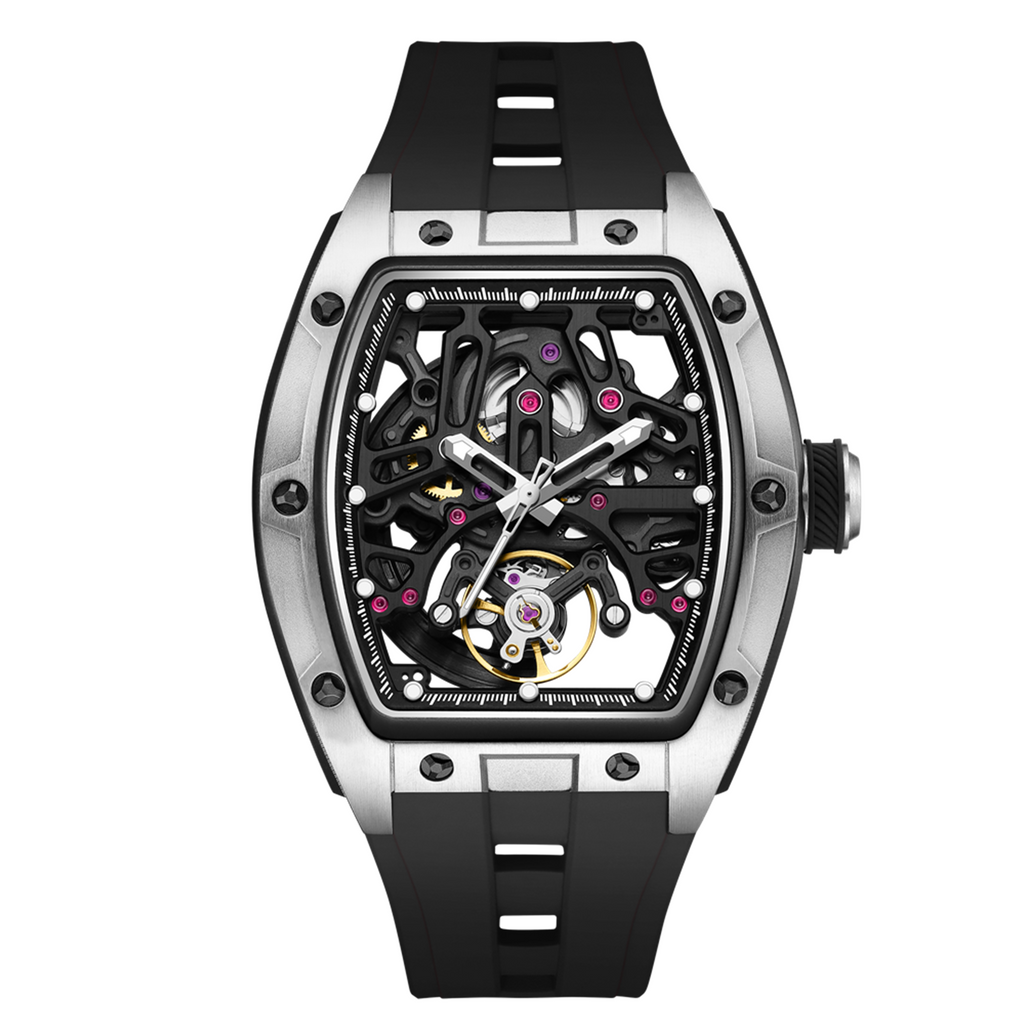 MEGIR Skeleton Dial Watches for Men Stainless Steel Case Automatic Mechanical Wristwatch Waterproof Luminous Sport Watch 9198-1