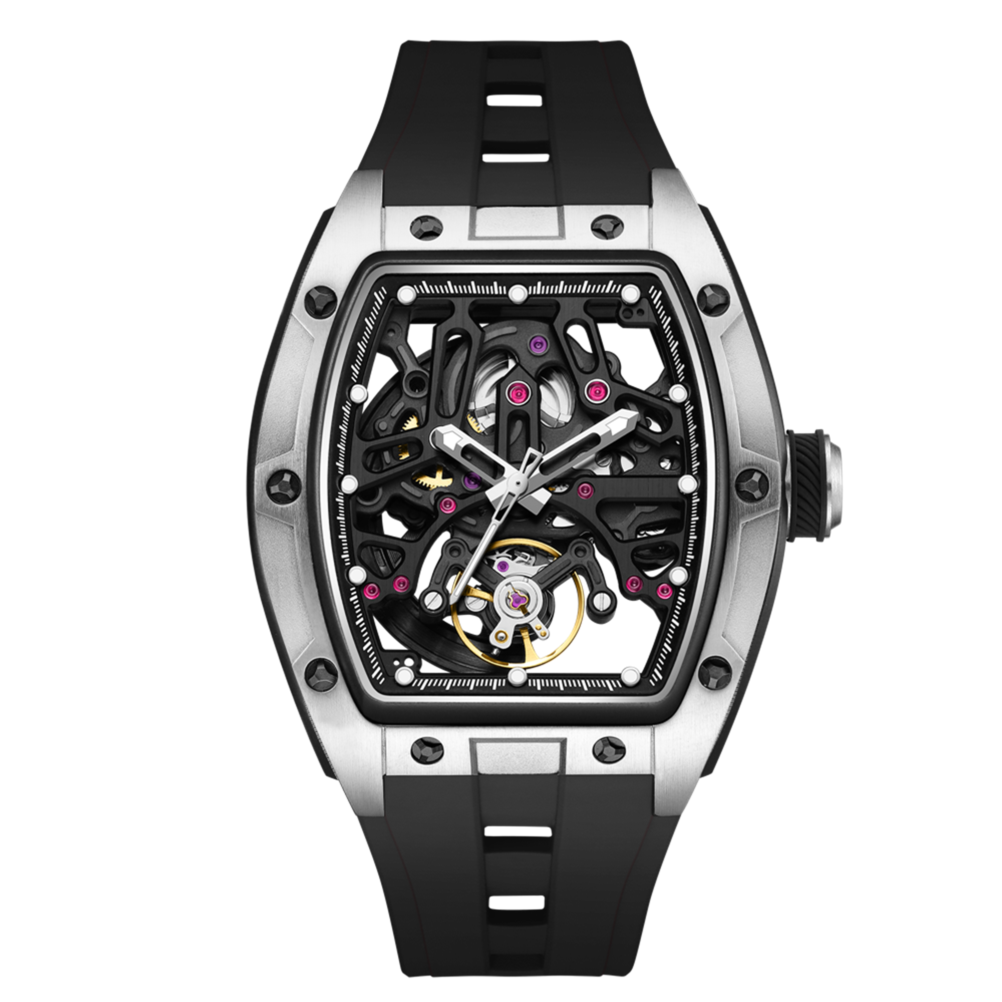 MEGIR Skeleton Dial Watches for Men Stainless Steel Case Automatic Mechanical Wristwatch Waterproof Luminous Sport Watch 9198-1