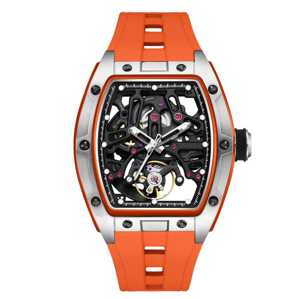 MEGIR Skeleton Dial Watches for Men Stainless Steel Case Automatic Mechanical Wristwatch Waterproof Luminous Sport Watch 9198-1