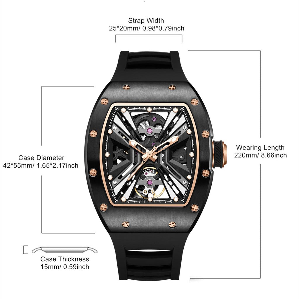 MEGIR Skeleton Dial Men's Watch Stainless Steel Case Automatic Mechanical Wristwatches 30M Waterproof Sports Watches Gift 9190-4