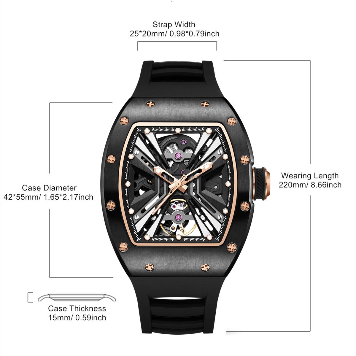MEGIR Skeleton Dial Men's Watch Stainless Steel Case Automatic Mechanical Wristwatches 30M Waterproof Sports Watches Gift 9190-4