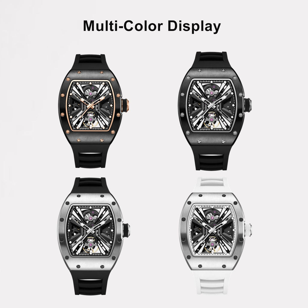 MEGIR Skeleton Dial Men's Watch Stainless Steel Case Automatic Mechanical Wristwatches 30M Waterproof Sports Watches Gift 9190-4