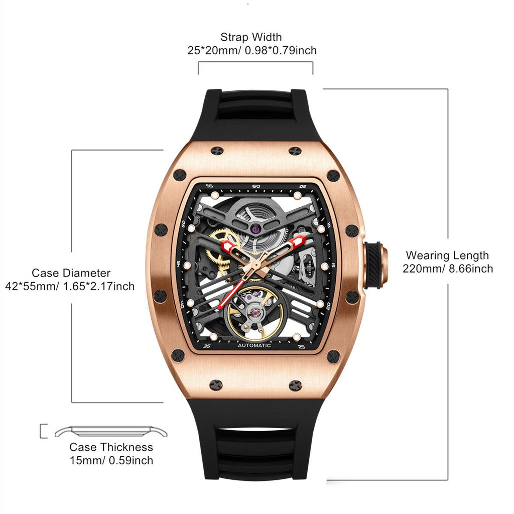 MEGIR 42MM Hollow Out Men Mechanical Watch Clock Stainless Steel Case Luminous Waterproof Automatic Watches Wristwatch 9190-13