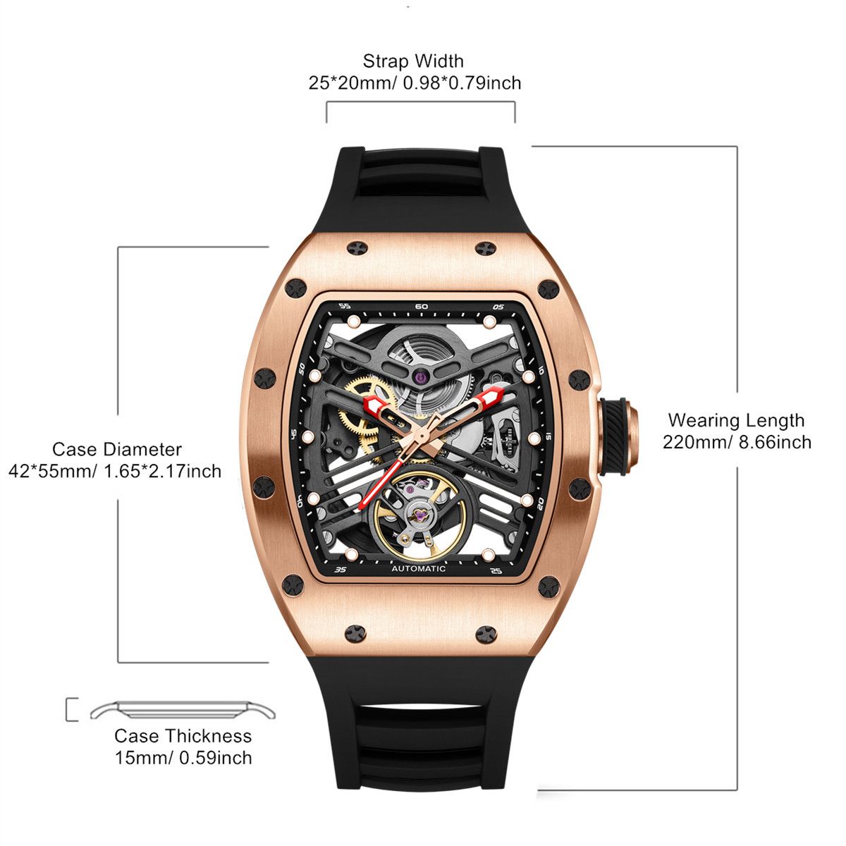 MEGIR 42MM Hollow Out Men Mechanical Watch Clock Stainless Steel Case Luminous Waterproof Automatic Watches Wristwatch 9190-13