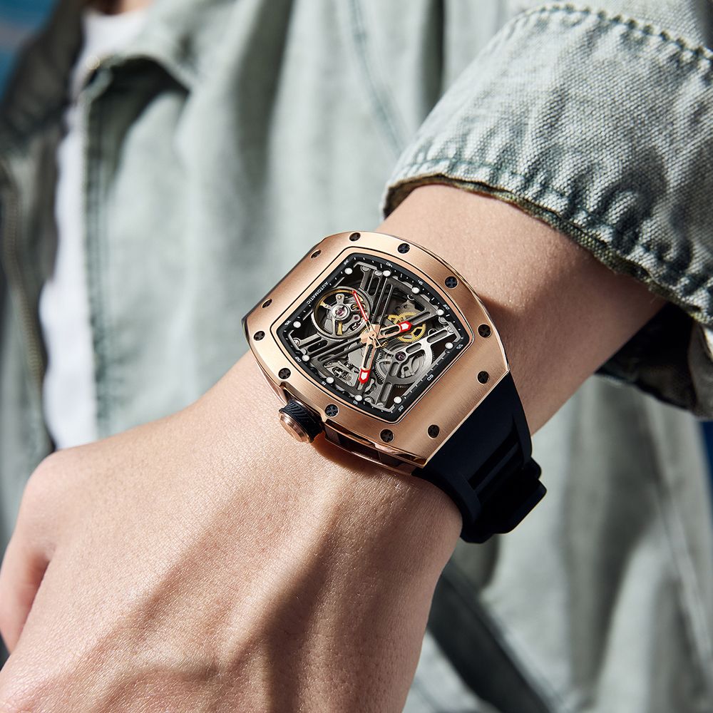 MEGIR 42MM Hollow Out Men Mechanical Watch Clock Stainless Steel Case Luminous Waterproof Automatic Watches Wristwatch 9190-13