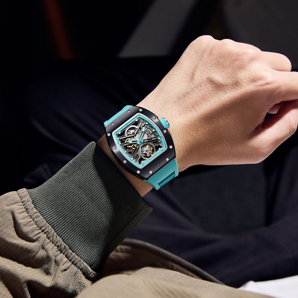 MEGIR 42MM Hollow Out Men Mechanical Watch Clock Stainless Steel Case Luminous Waterproof Automatic Watches Wristwatch 9190-13