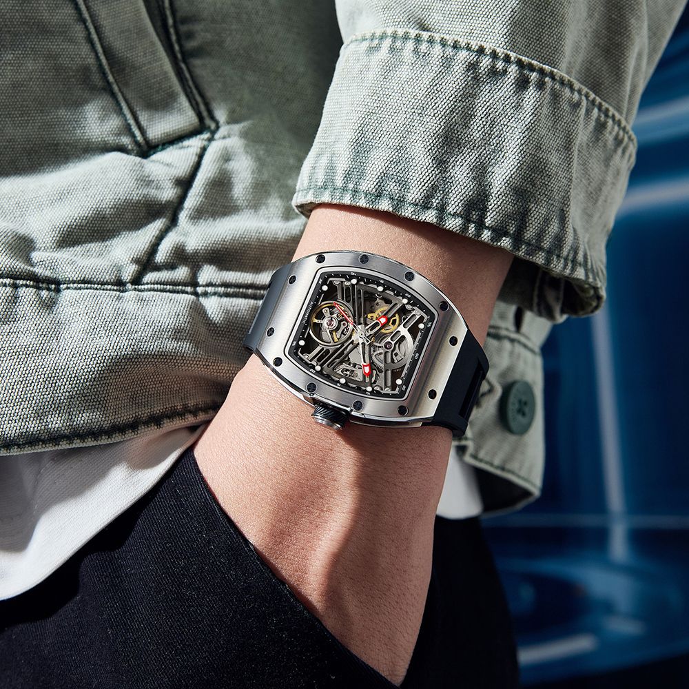 MEGIR 42MM Hollow Out Men Mechanical Watch Clock Stainless Steel Case Luminous Waterproof Automatic Watches Wristwatch 9190-13