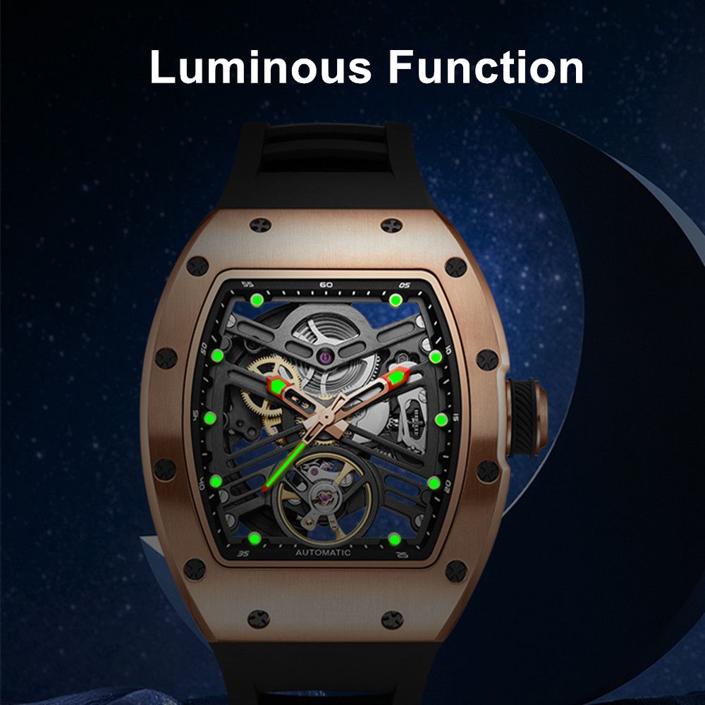MEGIR 42MM Hollow Out Men Mechanical Watch Clock Stainless Steel Case Luminous Waterproof Automatic Watches Wristwatch 9190-13