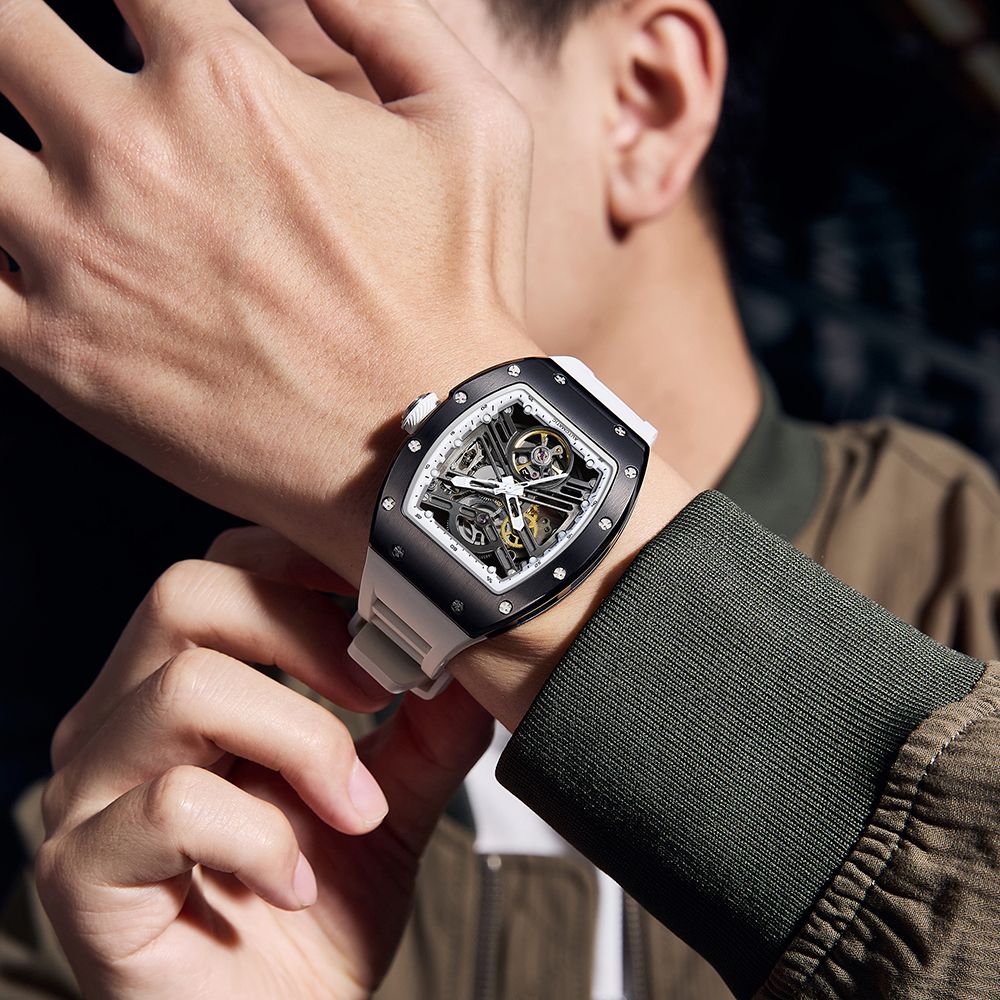 MEGIR 42MM Hollow Out Men Mechanical Watch Clock Stainless Steel Case Luminous Waterproof Automatic Watches Wristwatch 9190-13