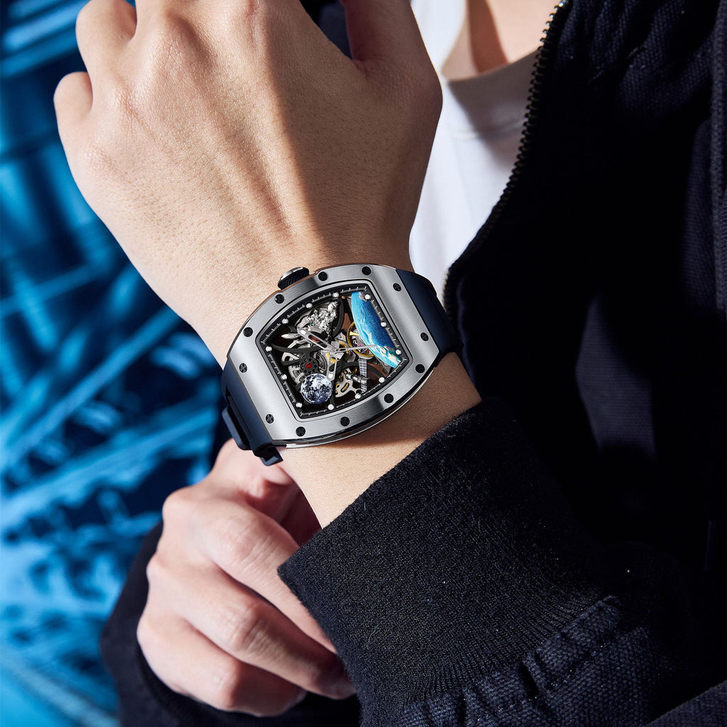 MEGIR Skeleton Dial Automatic Mechanical Movement Men Watch Fashion Sport Wristwatches Waterproof Man Clock Reloj Hombre 9190-14