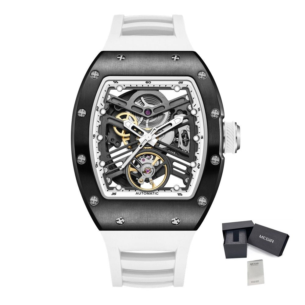 MEGIR 42MM Hollow Out Men Mechanical Watch Clock Stainless Steel Case Luminous Waterproof Automatic Watches Wristwatch 9190-13