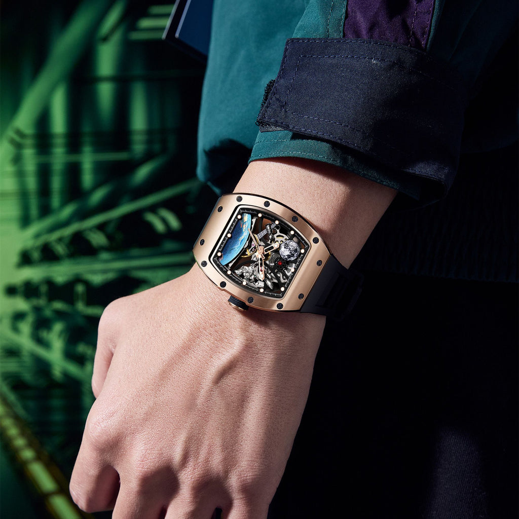 MEGIR Skeleton Dial Automatic Mechanical Movement Men Watch Fashion Sport Wristwatches Waterproof Man Clock Reloj Hombre 9190-14