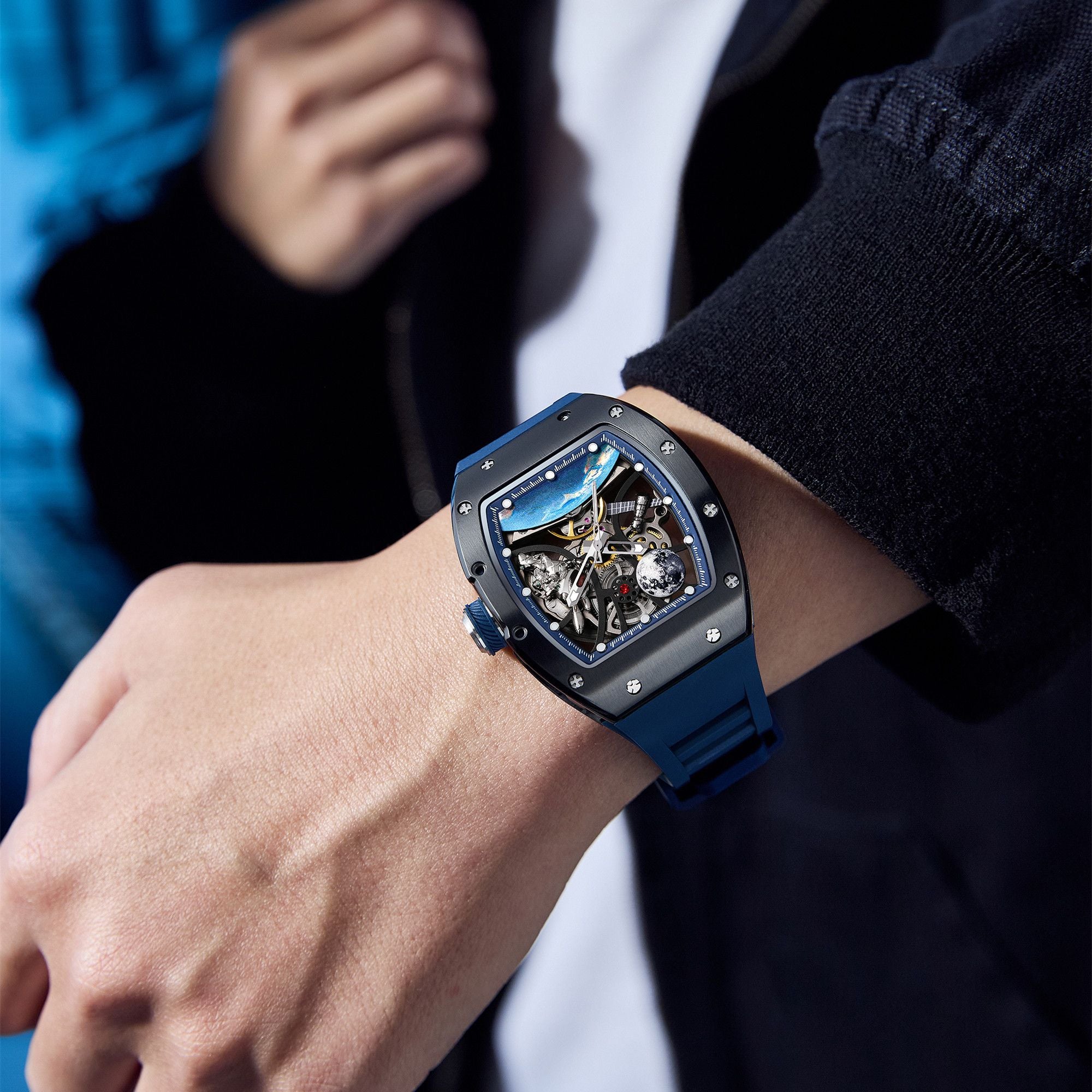 MEGIR Skeleton Dial Automatic Mechanical Movement Men Watch Fashion Sport Wristwatches Waterproof Man Clock Reloj Hombre 9190-14