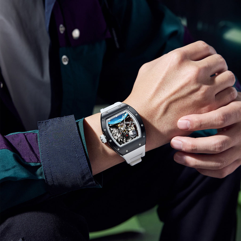 MEGIR Skeleton Dial Automatic Mechanical Movement Men Watch Fashion Sport Wristwatches Waterproof Man Clock Reloj Hombre 9190-14