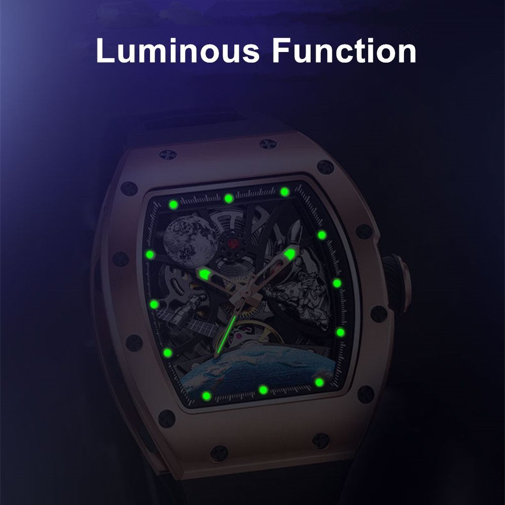 MEGIR Skeleton Dial Automatic Mechanical Movement Men Watch Fashion Sport Wristwatches Waterproof Man Clock Reloj Hombre 9190-14