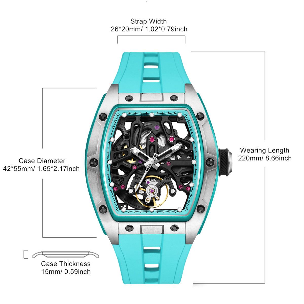 MEGIR Skeleton Dial Watches for Men Stainless Steel Case Automatic Mechanical Wristwatch Waterproof Luminous Sport Watch 9198-1