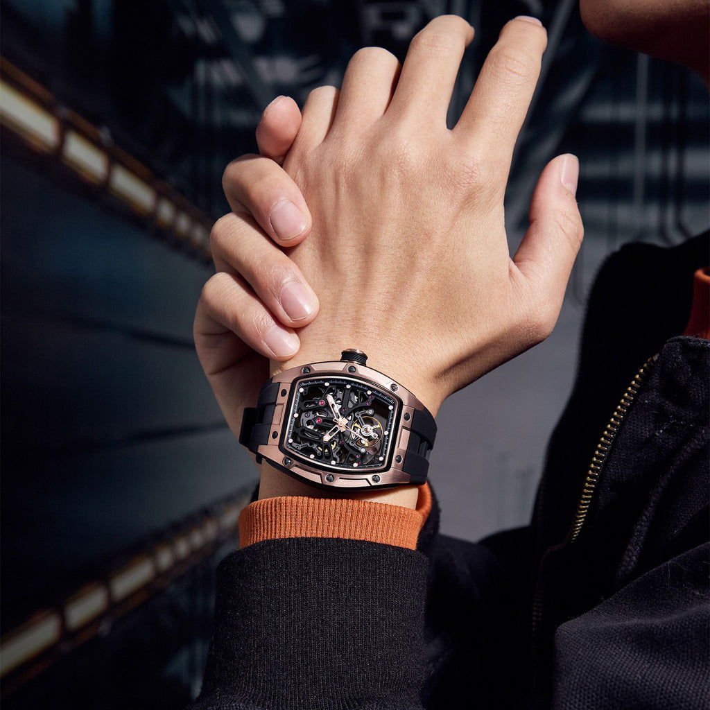 MEGIR Skeleton Dial Watches for Men Stainless Steel Case Automatic Mechanical Wristwatch Waterproof Luminous Sport Watch 9198-1