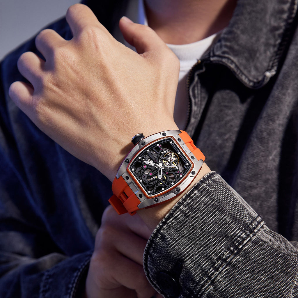 MEGIR Skeleton Dial Watches for Men Stainless Steel Case Automatic Mechanical Wristwatch Waterproof Luminous Sport Watch 9198-1