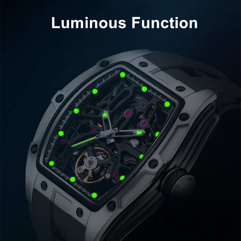 MEGIR Skeleton Dial Watches for Men Stainless Steel Case Automatic Mechanical Wristwatch Waterproof Luminous Sport Watch 9198-1