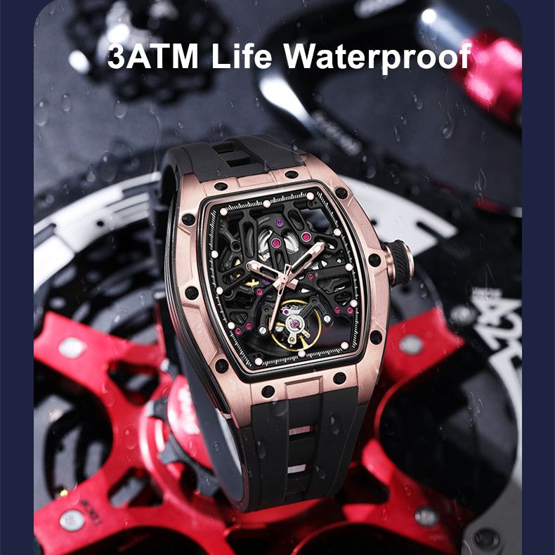 MEGIR Skeleton Dial Watches for Men Stainless Steel Case Automatic Mechanical Wristwatch Waterproof Luminous Sport Watch 9198-1