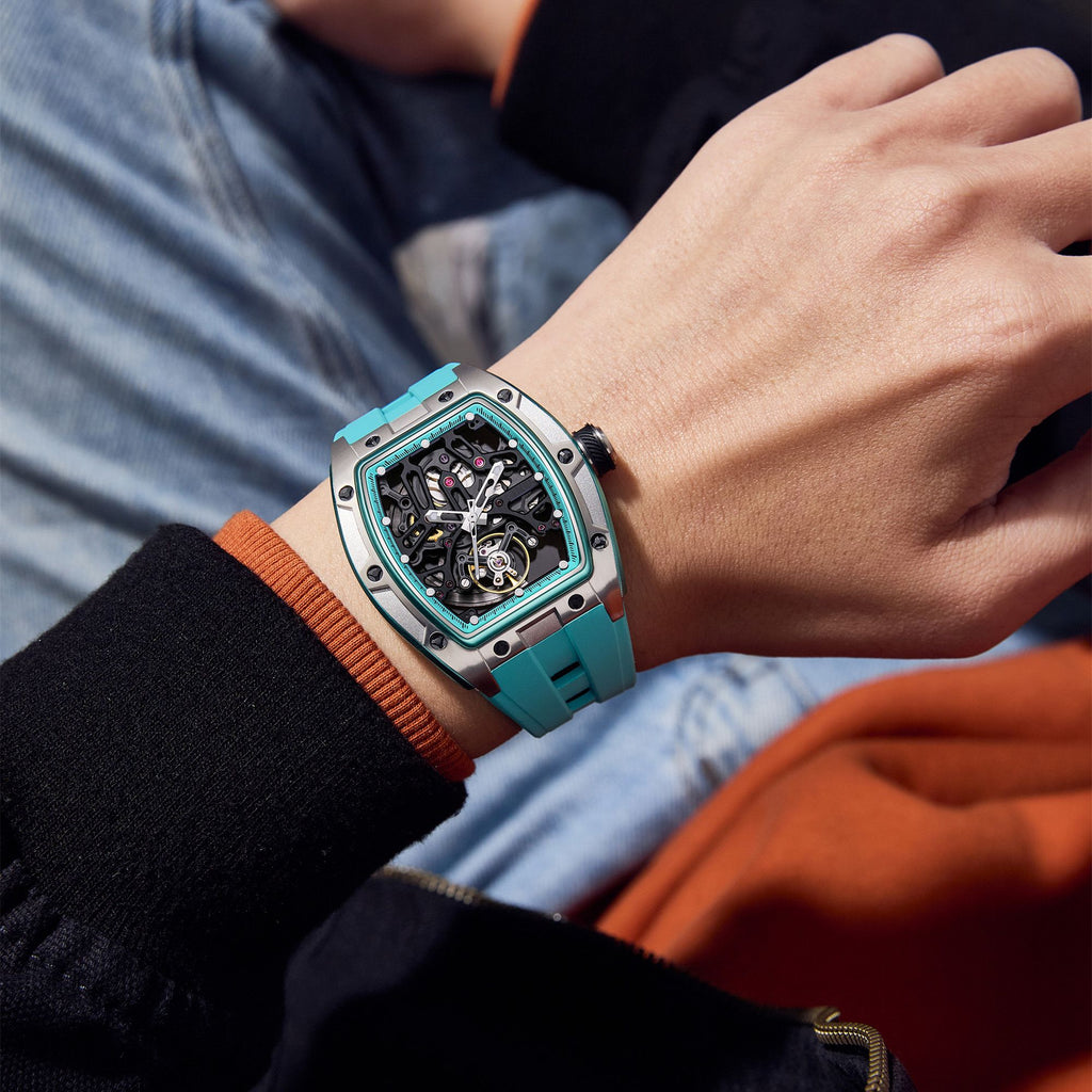 MEGIR Skeleton Dial Watches for Men Stainless Steel Case Automatic Mechanical Wristwatch Waterproof Luminous Sport Watch 9198-1