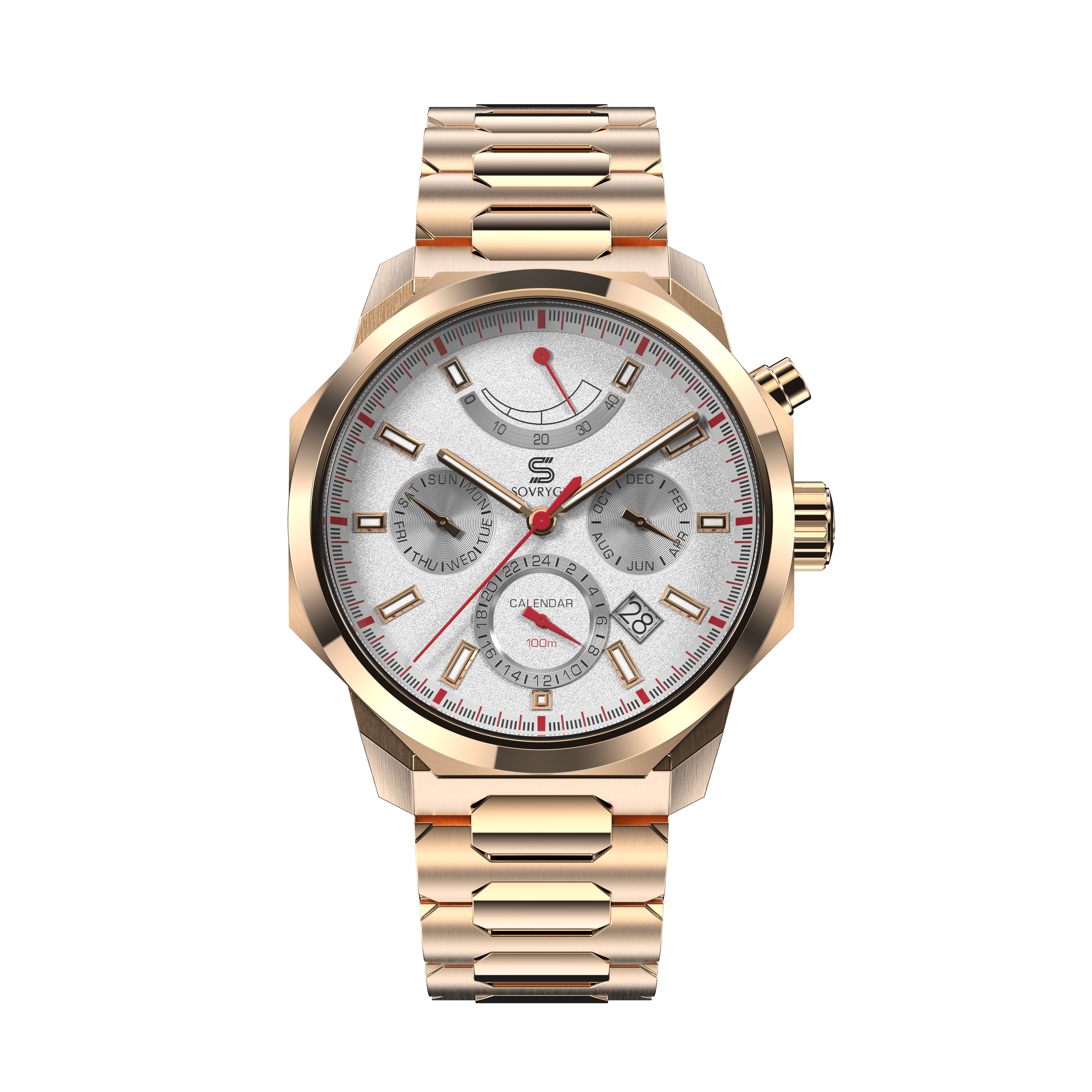 SOVRYGN Calendar Rose - White Watch